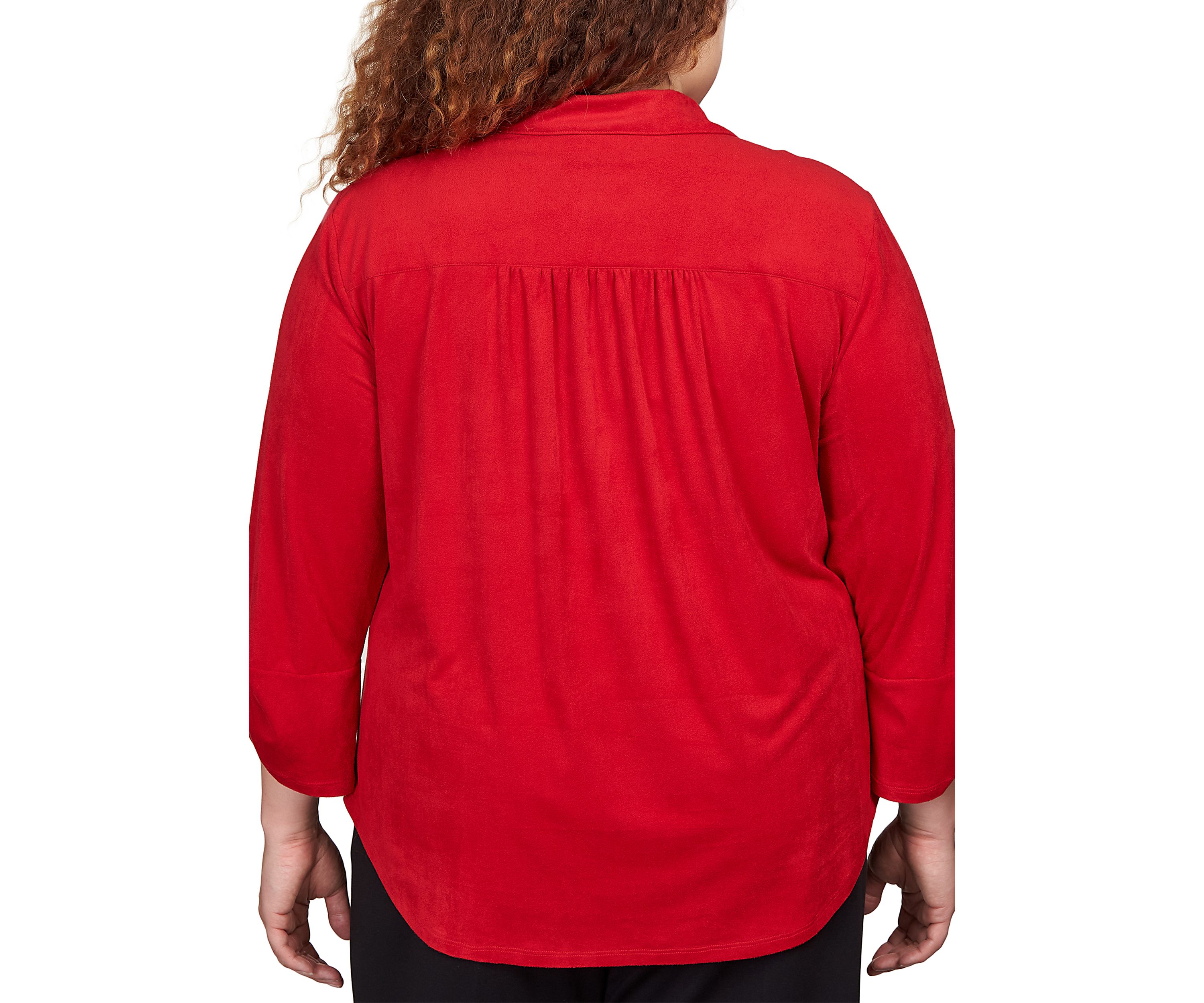 Plus Size Knit Suede Shirt 