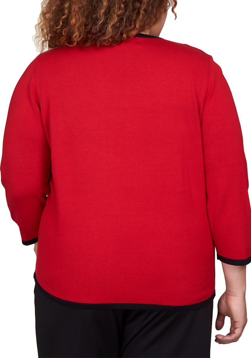 Plus Size Color Block Plaid Sweater 