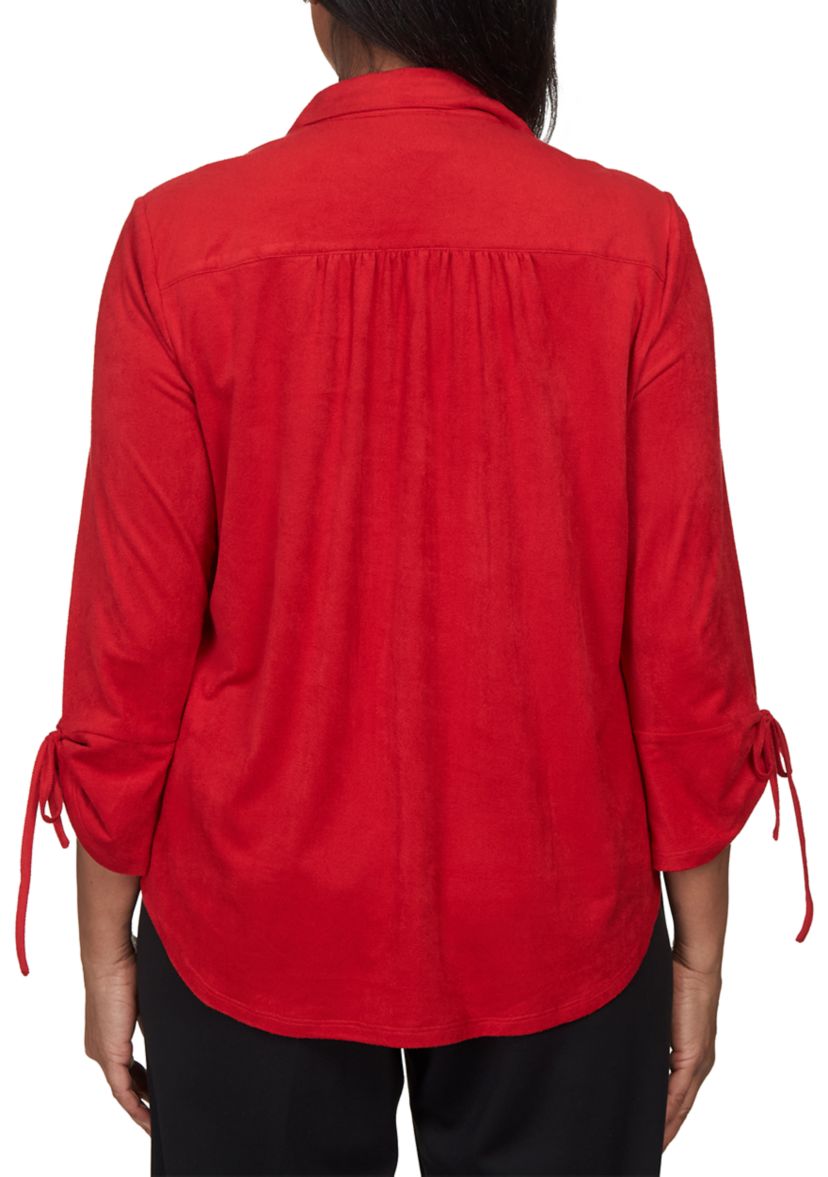 Petite Knit Suede Shirt 