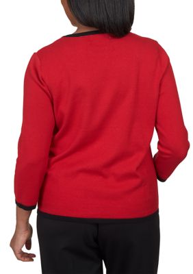 Petite Color Block Plaid Sweater