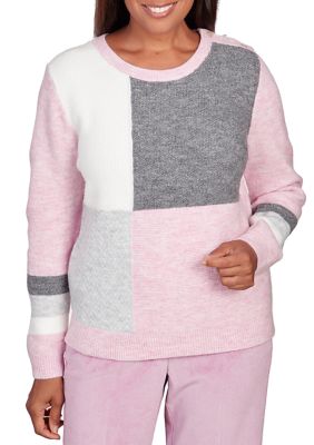 Women's Swiss Chalet Color Block Textured Sweater