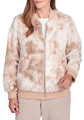 Cece chevron clearance faux fur jacket