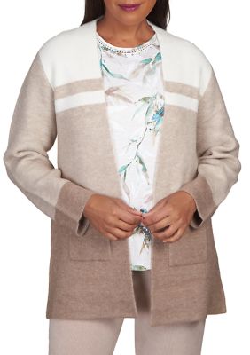 Women's St.Moritz Warm Color Block Open Front Cardigan