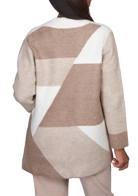 Women's St.Moritz Warm Color Block Open Front Cardigan