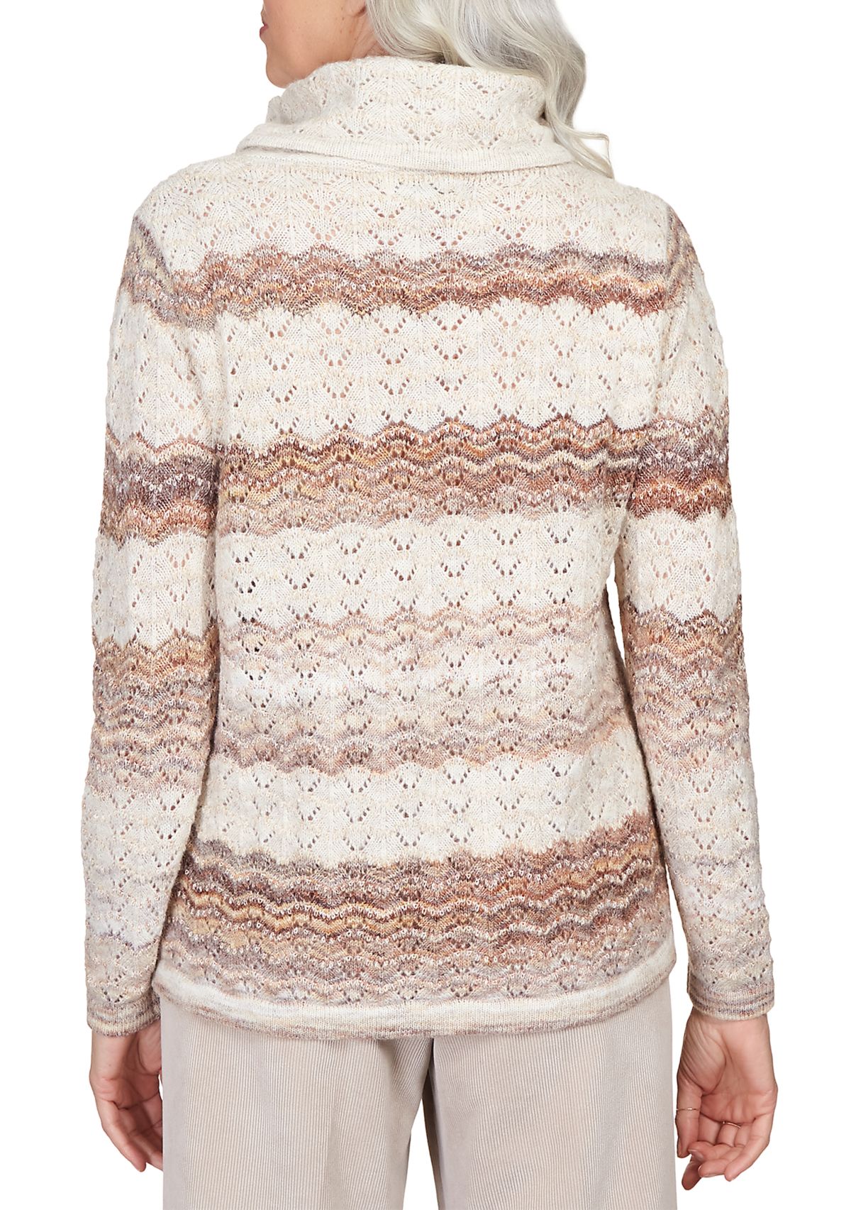 Womens St.Moritz Textured Shimmer Stripe Cowl Neck Sweatshirt