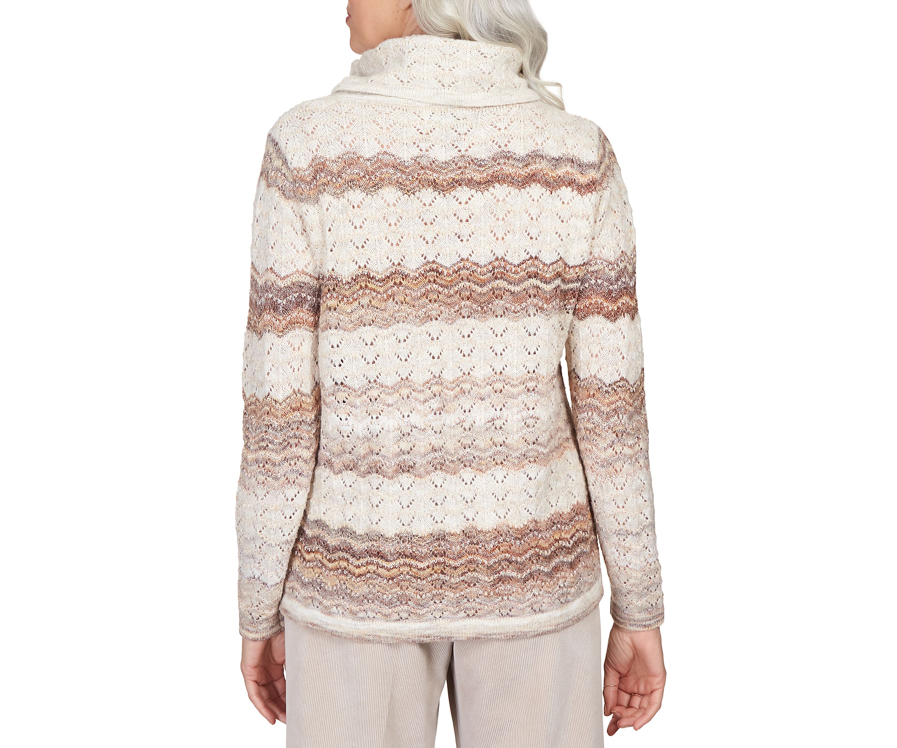 Womens St.Moritz Textured Shimmer Stripe Cowl Neck Sweatshirt