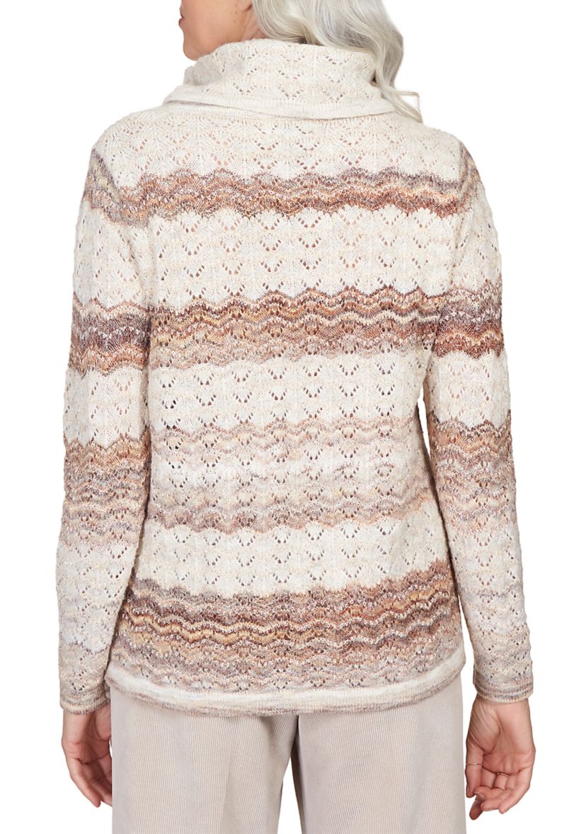 Womens St.Moritz Textured Shimmer Stripe Cowl Neck Sweatshirt