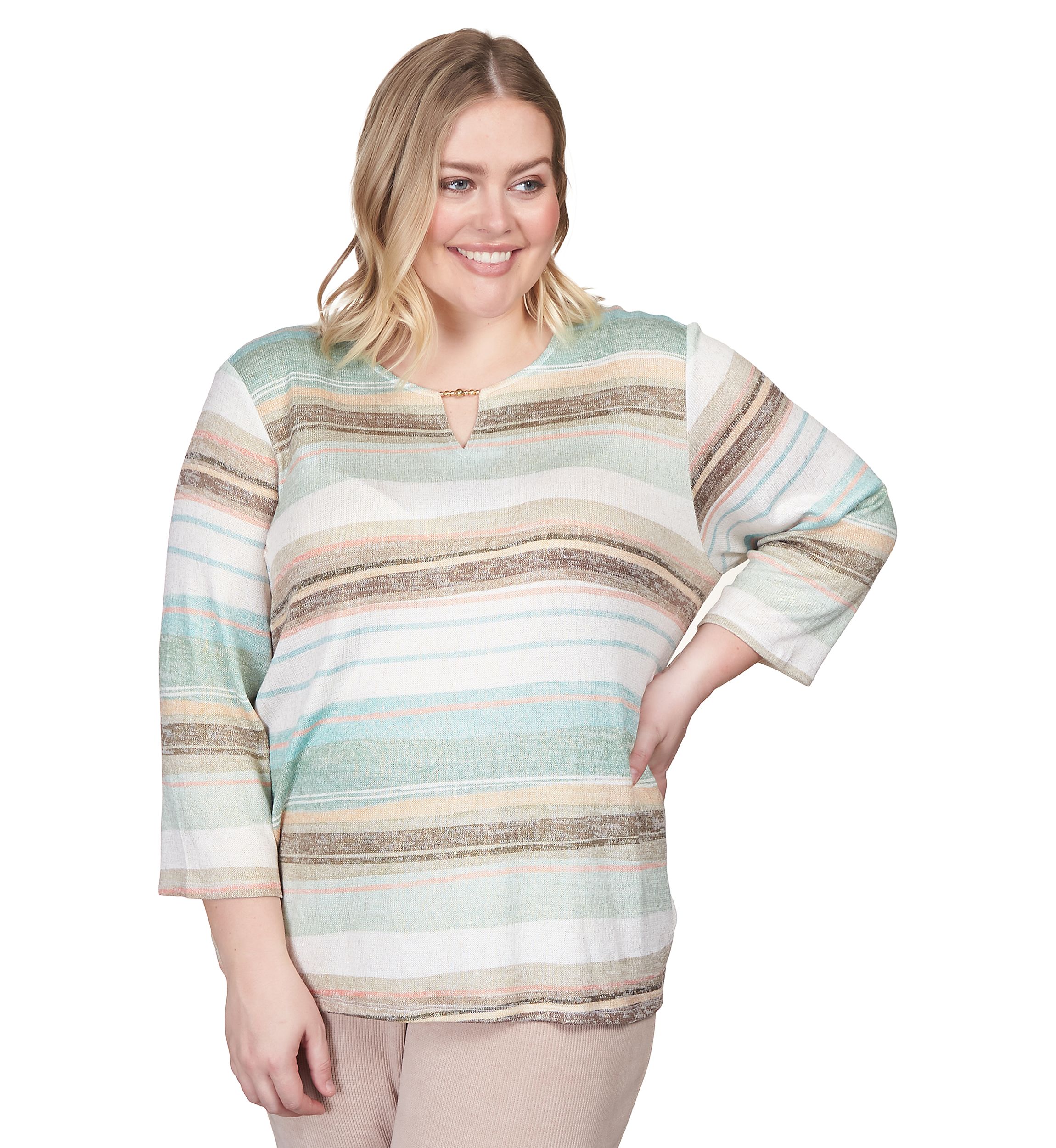 Plus Size Watercolor Stripe Shirt