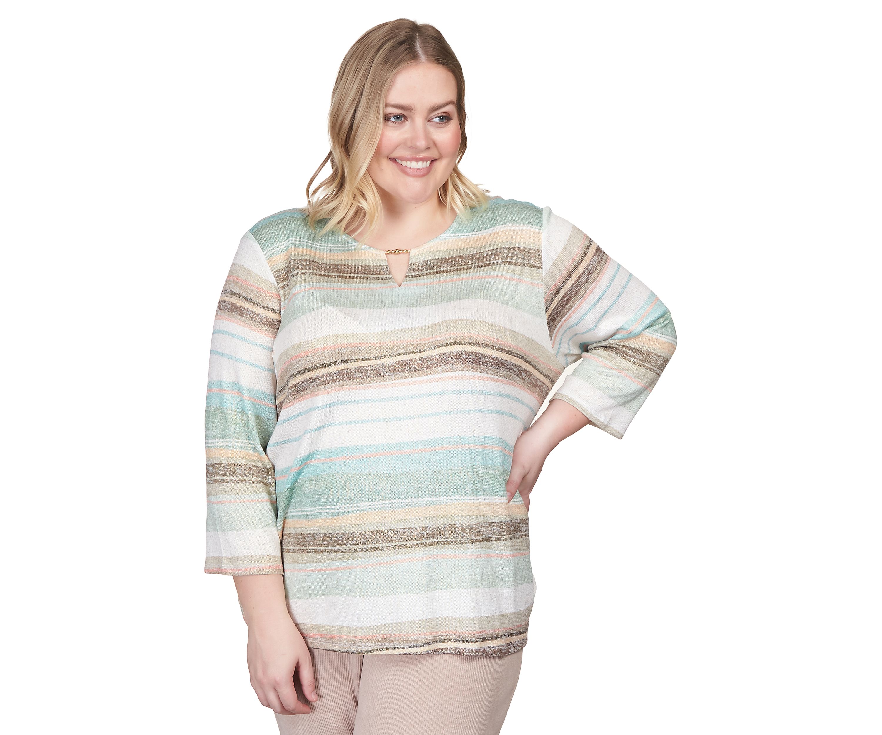 Plus Size Watercolor Stripe Shirt