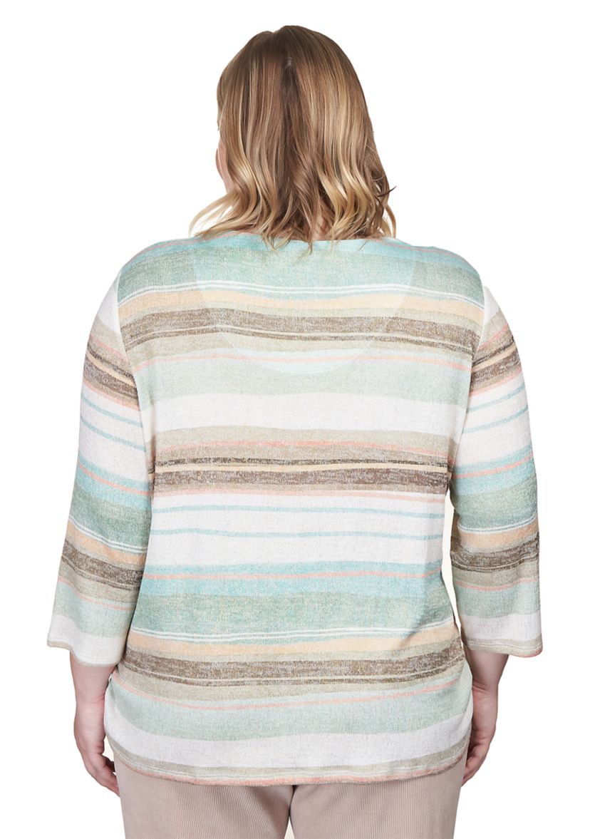 Plus Size Watercolor Stripe Shirt