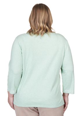 Plus Floral Hummingbird Embroidered Top
