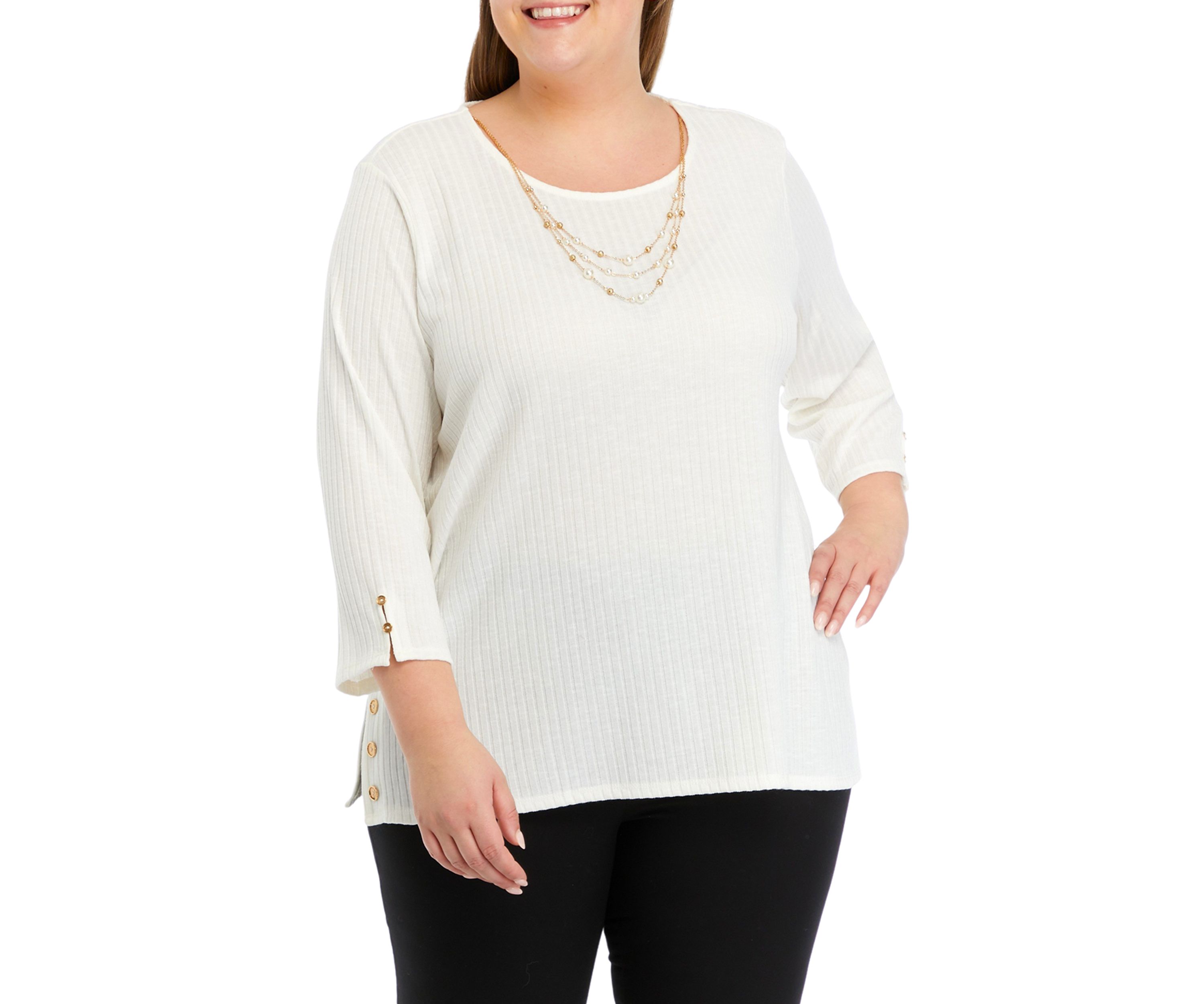 Plus Size Solid Knit Top