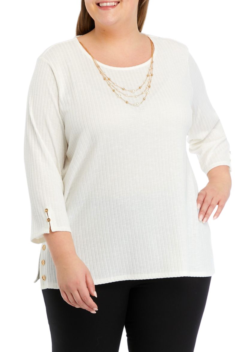 Plus Size Solid Knit Top