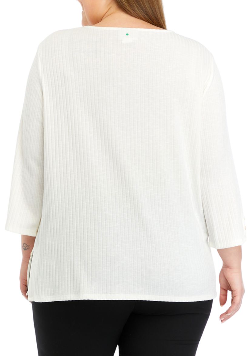 Plus Size Solid Knit Top