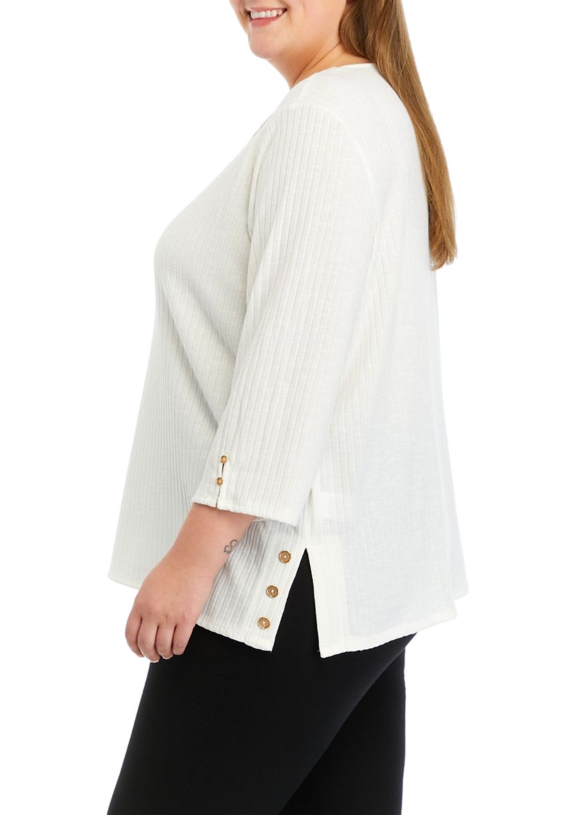 Plus Size Solid Knit Top