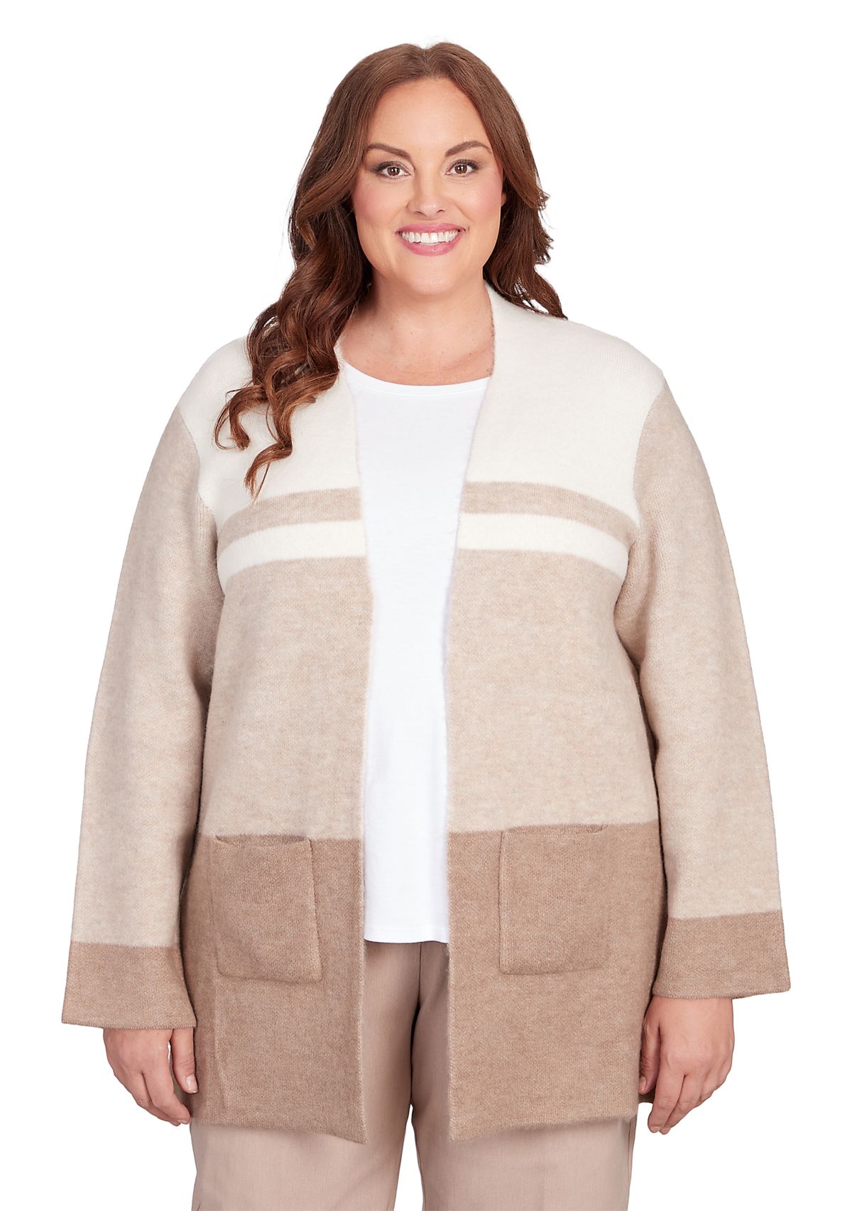 Plus Size Color Block Cardigan