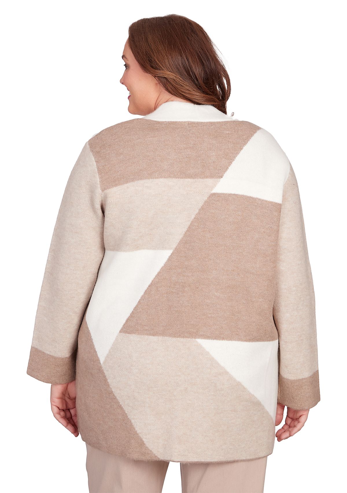 Plus Size Color Block Cardigan