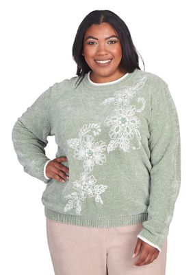 Plus Embroidered Chenille Sweater