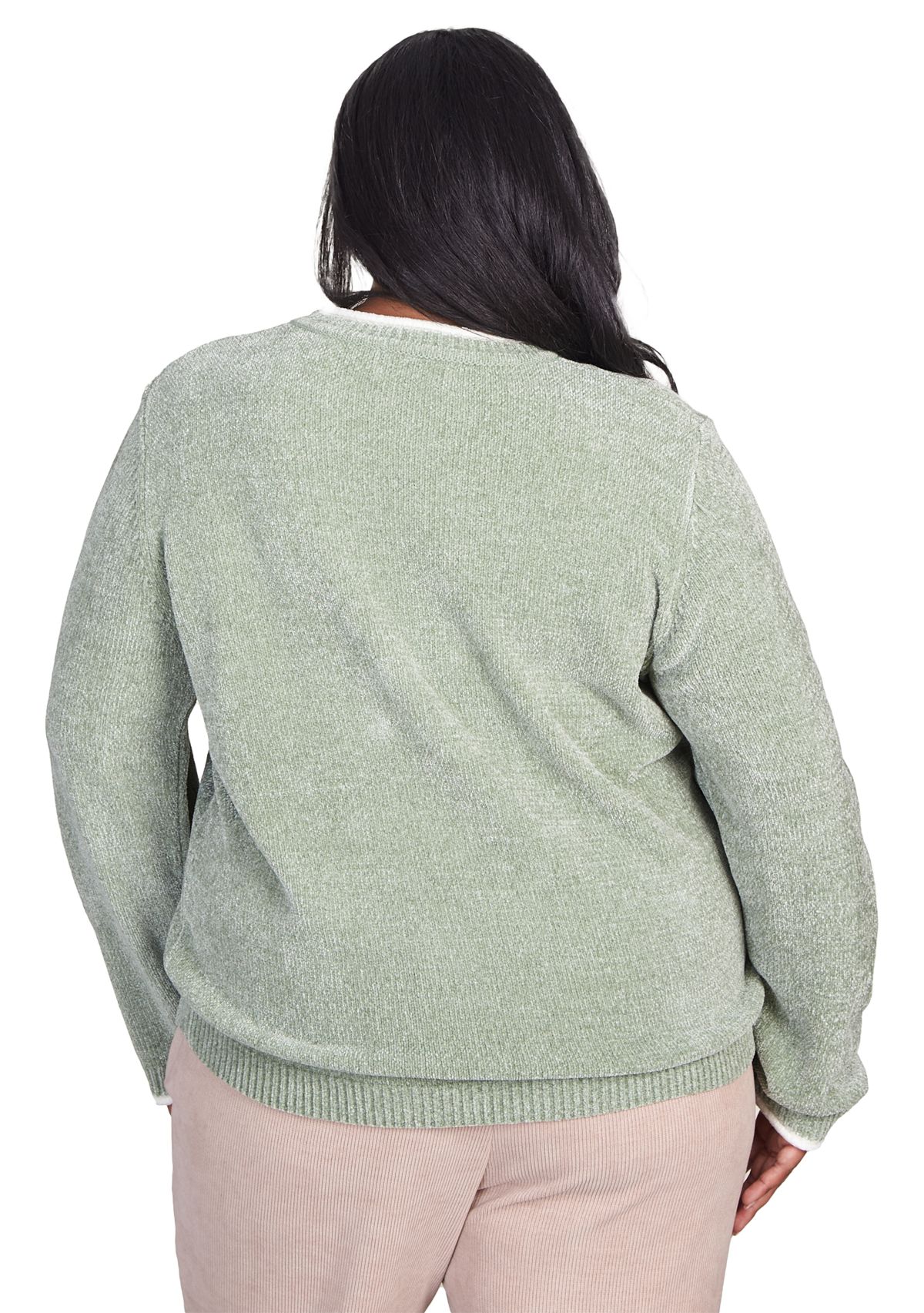 Plus Size Embroidered Chenille Sweater