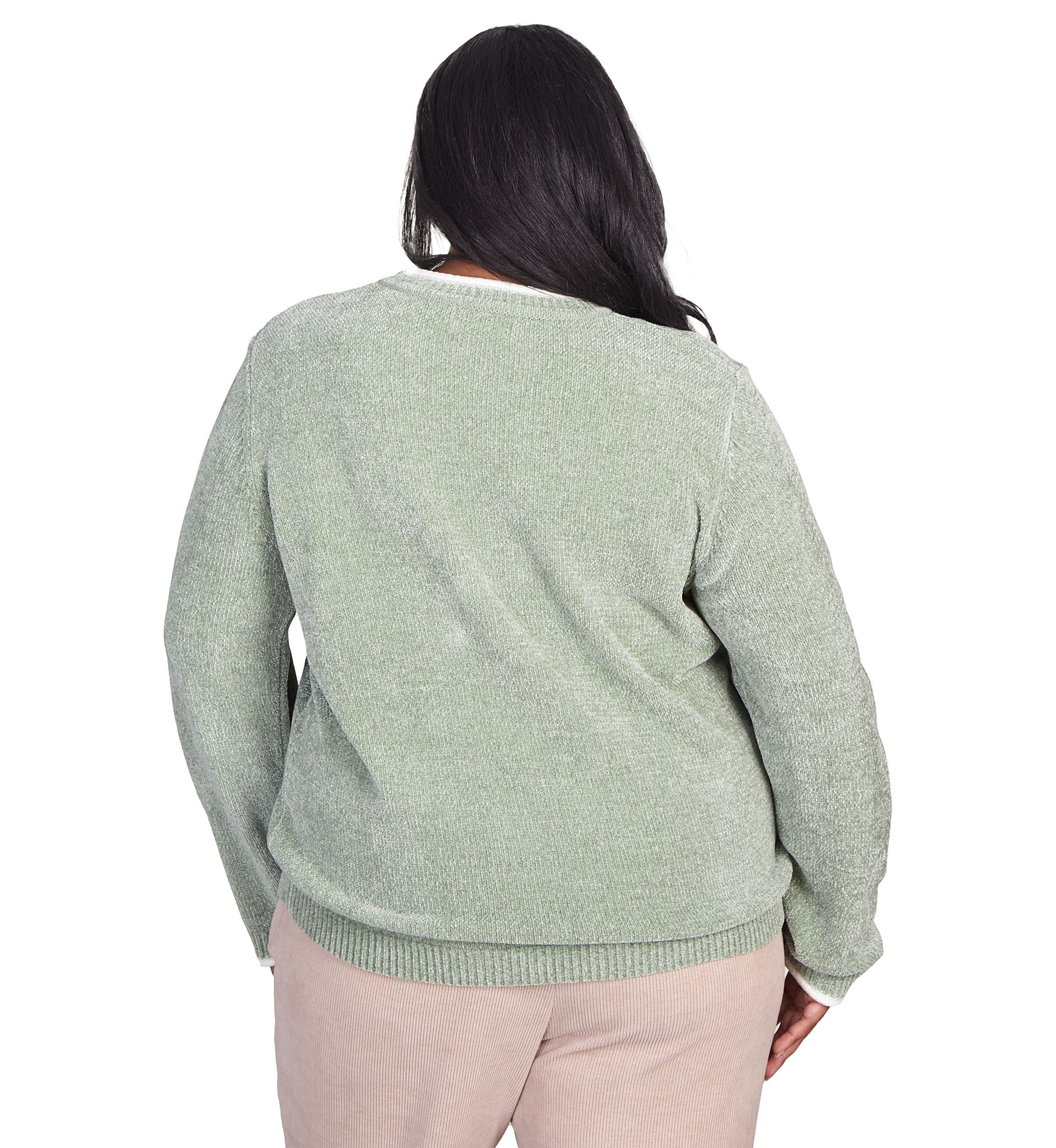 Plus Size Embroidered Chenille Sweater