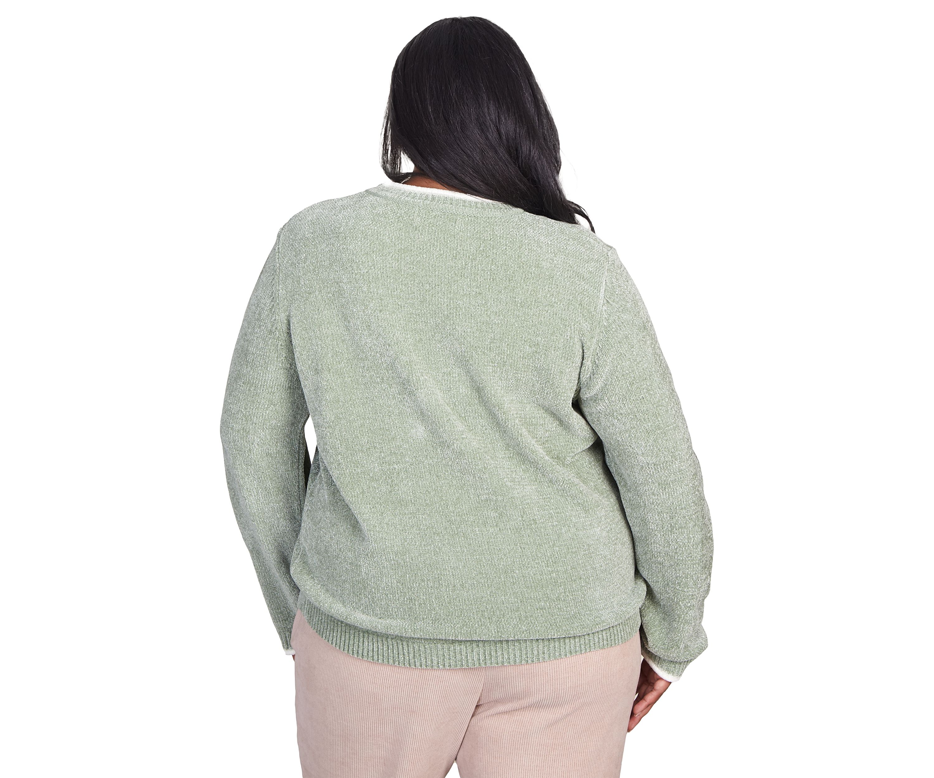 Plus Size Embroidered Chenille Sweater