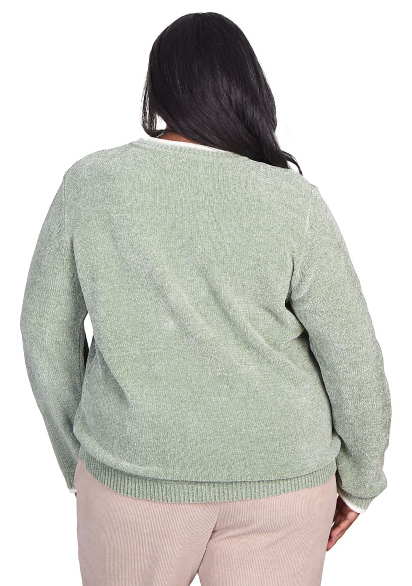 Plus Size Embroidered Chenille Sweater