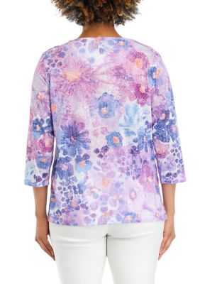 Women's Watercolor Floral Printed Top