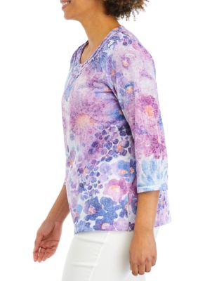 Women's Watercolor Floral Printed Top