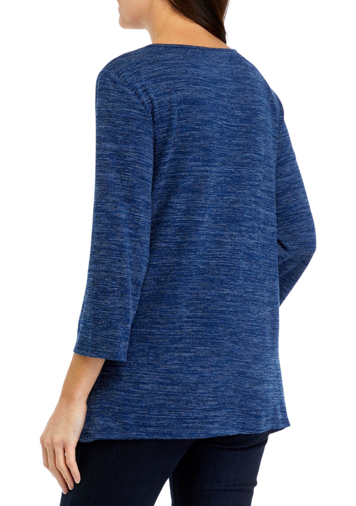 Womens Mélange Top with Grommet Hem