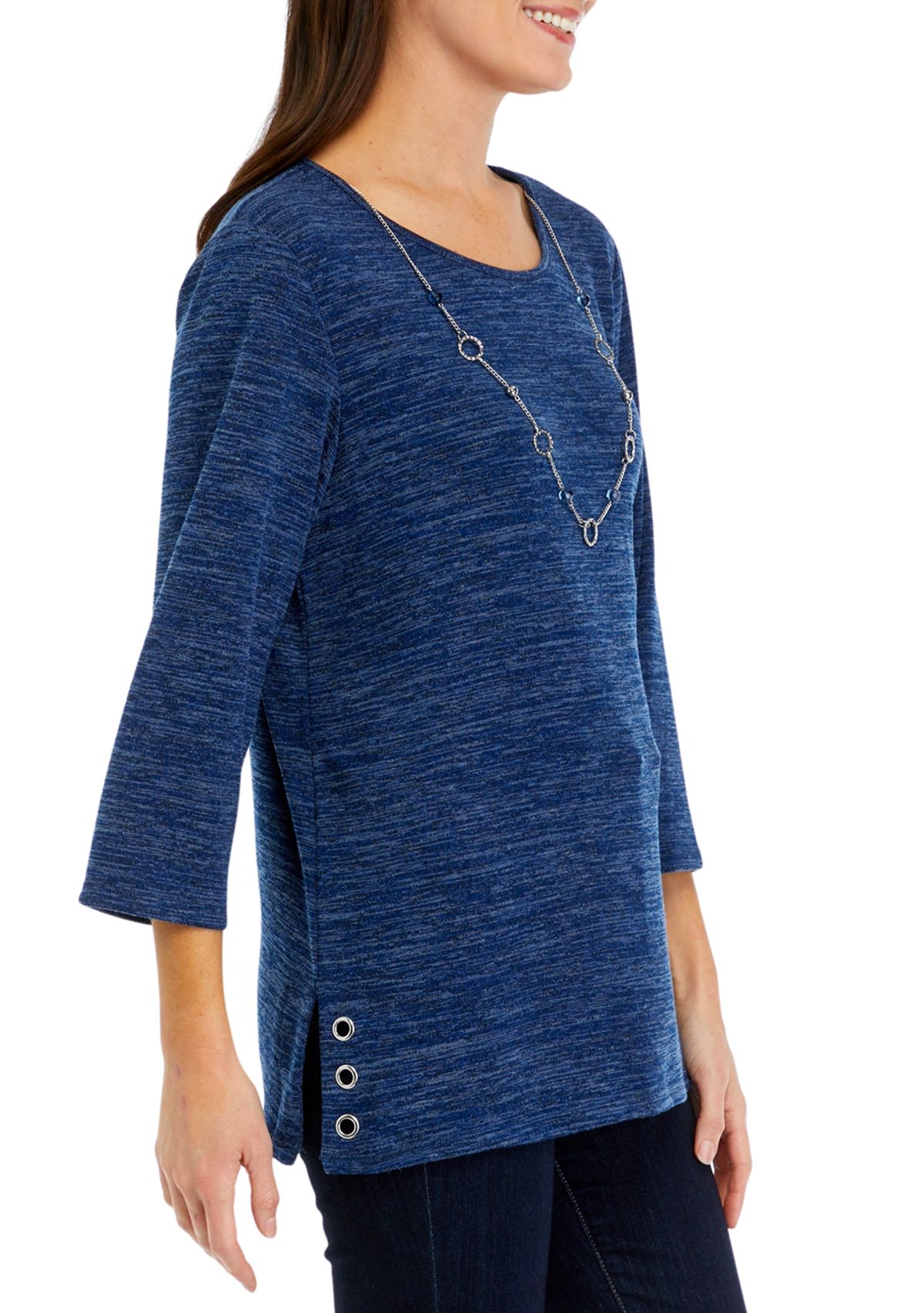 Womens Mélange Top with Grommet Hem