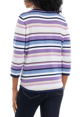 Women's 3/4 Sleeve Blocked Stripe Top