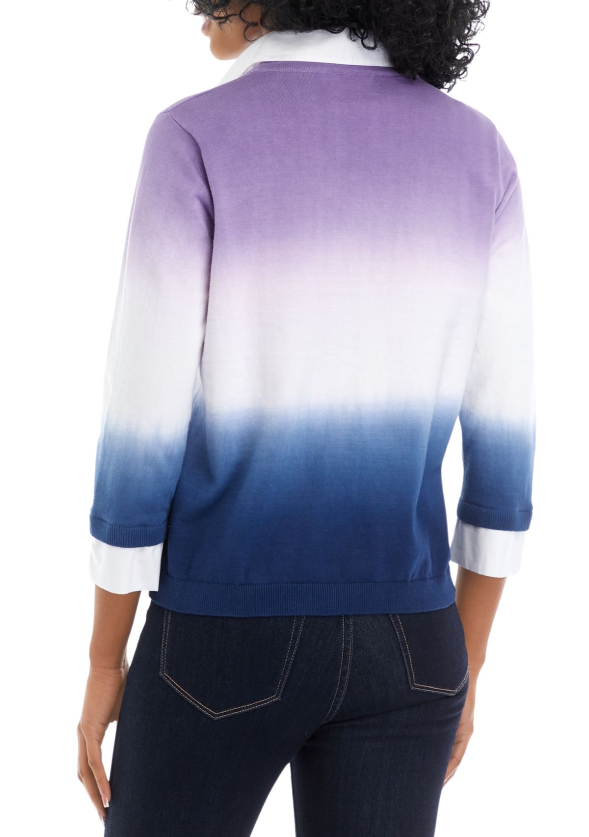 Womens 2Fer Dip Dyed Button Down Top