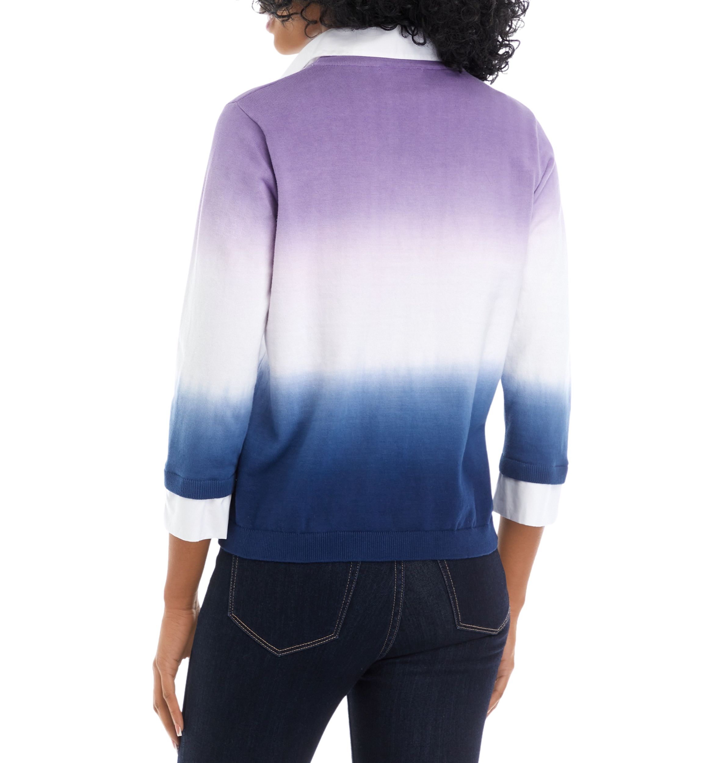 Womens 2Fer Dip Dyed Button Down Top