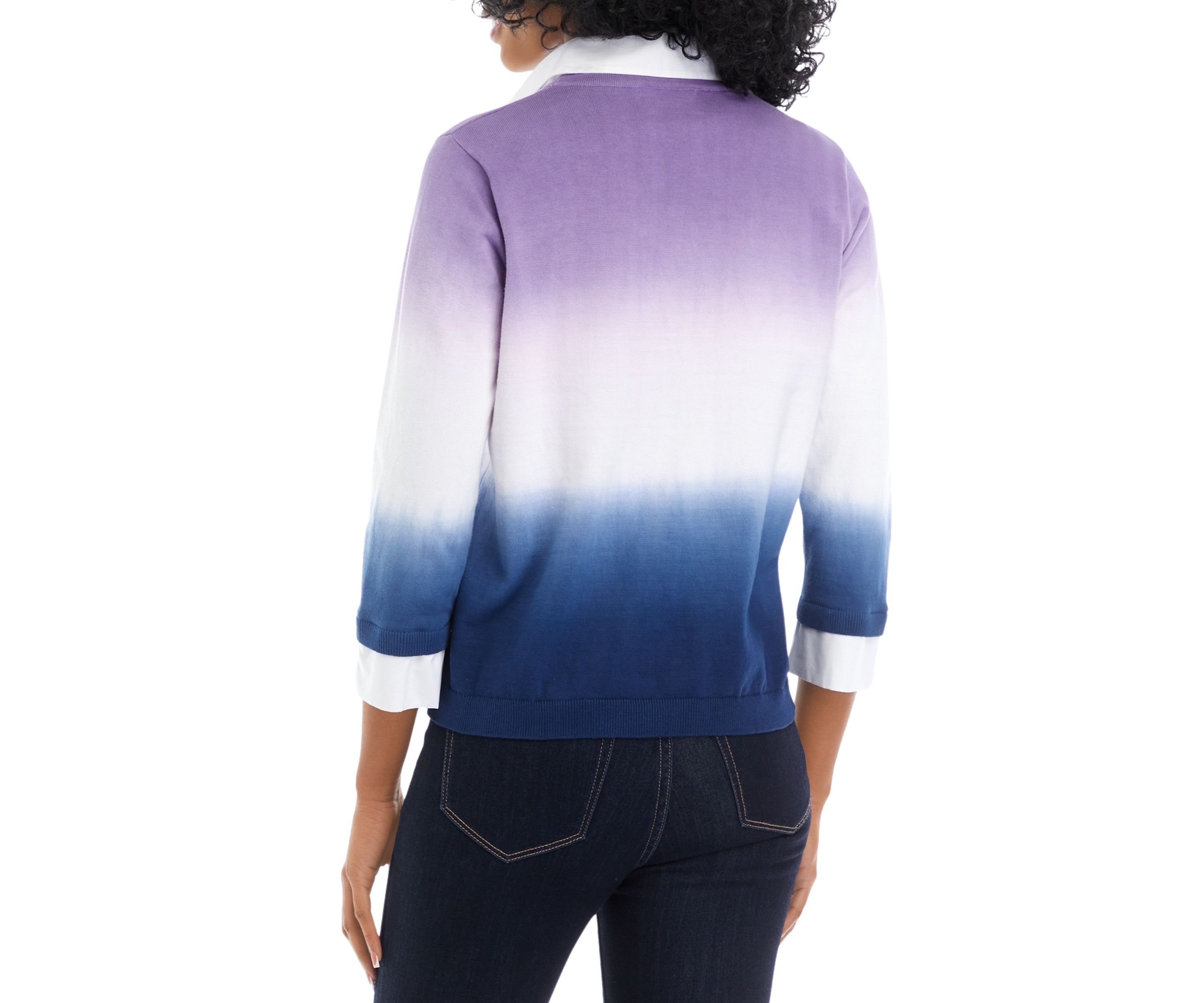 Womens 2Fer Dip Dyed Button Down Top