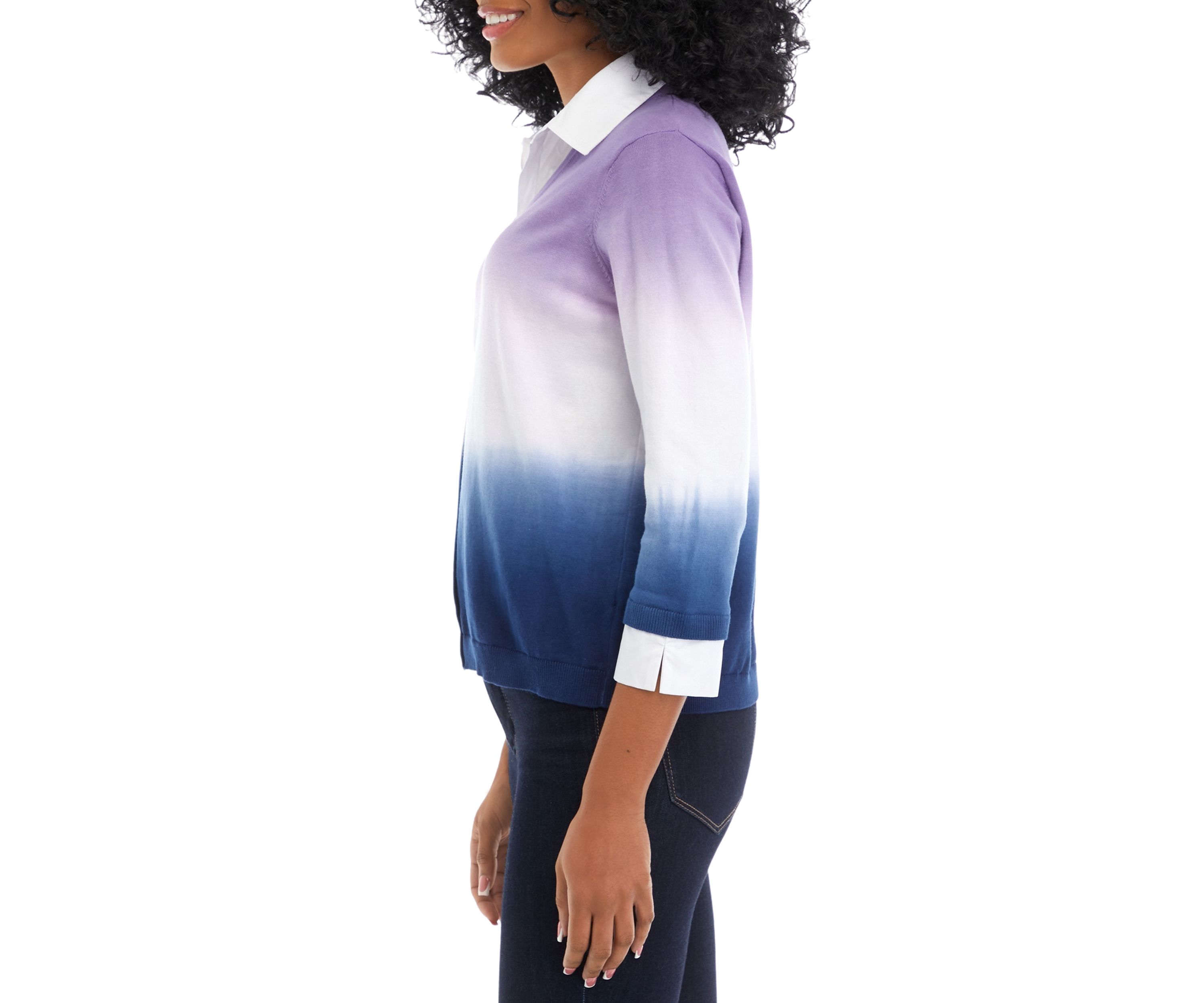 Womens 2Fer Dip Dyed Button Down Top