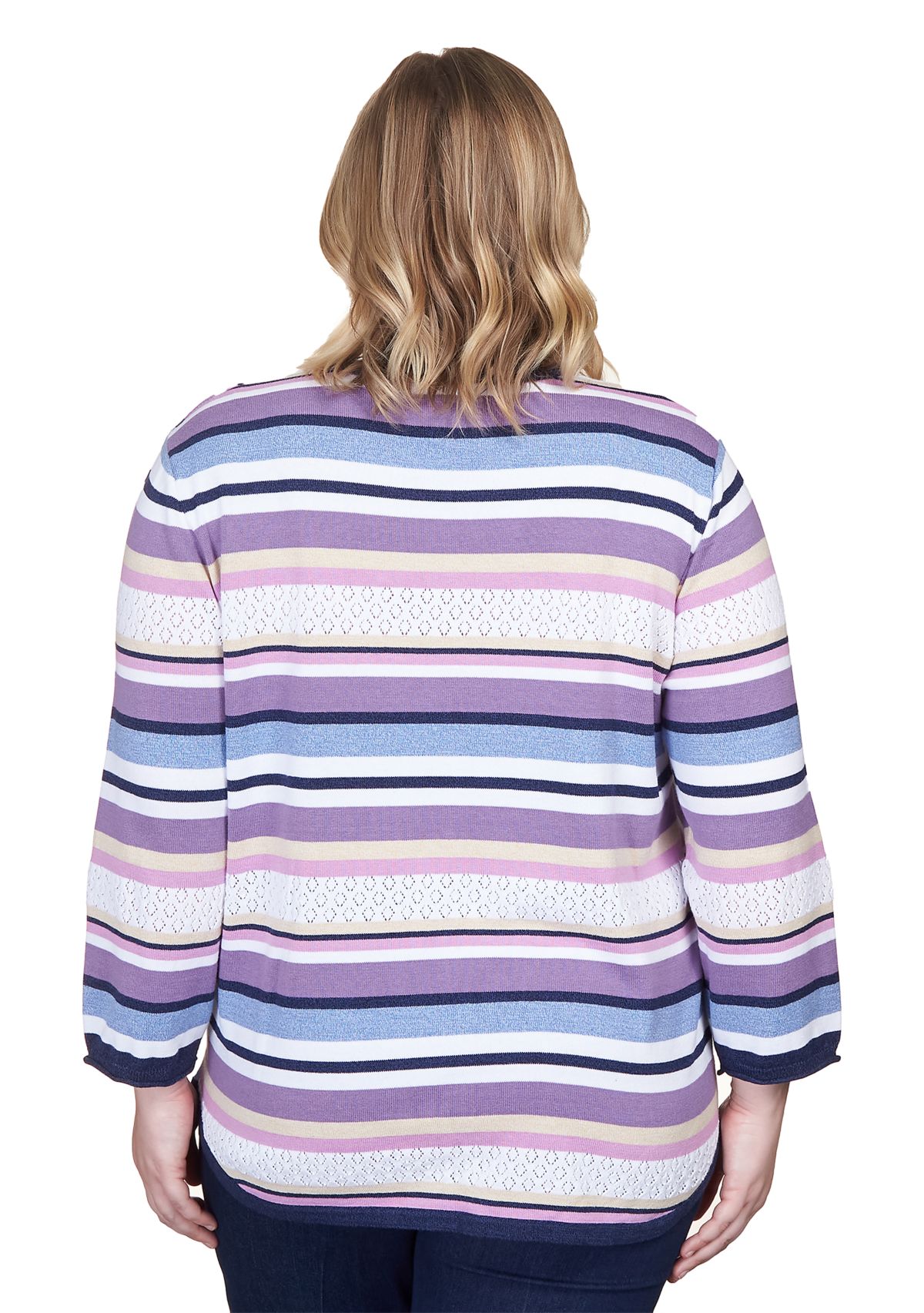 Plus Size Blocked Stripe Sweater
