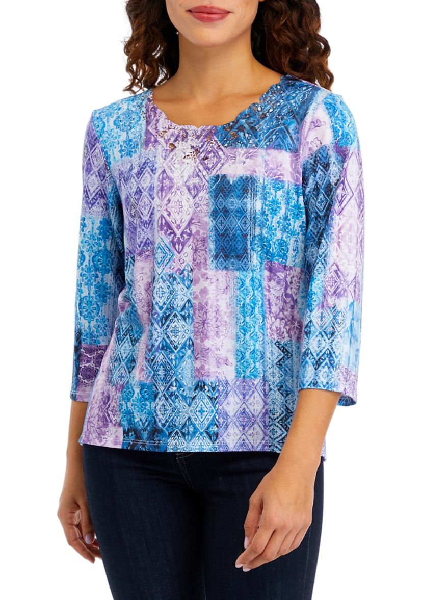 Petite Patchwork Knit Top