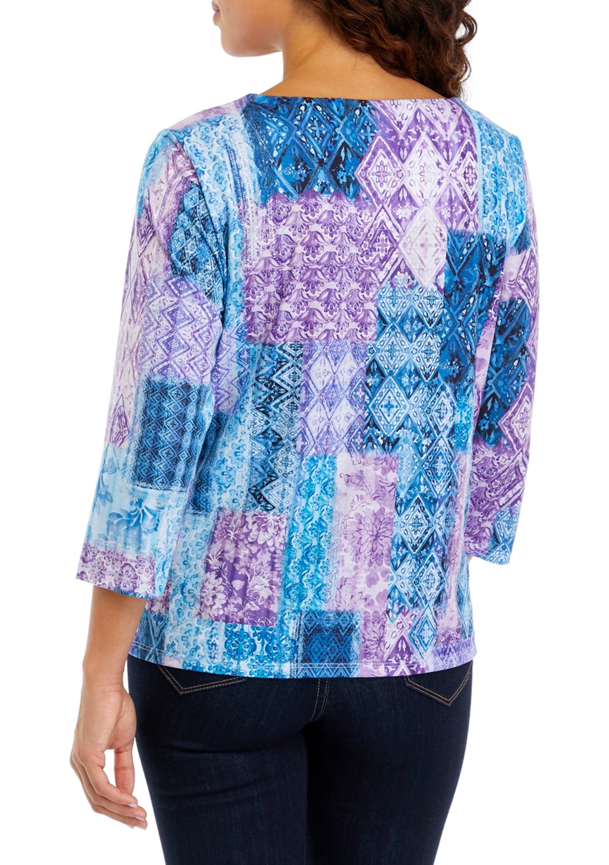 Petite Patchwork Knit Top