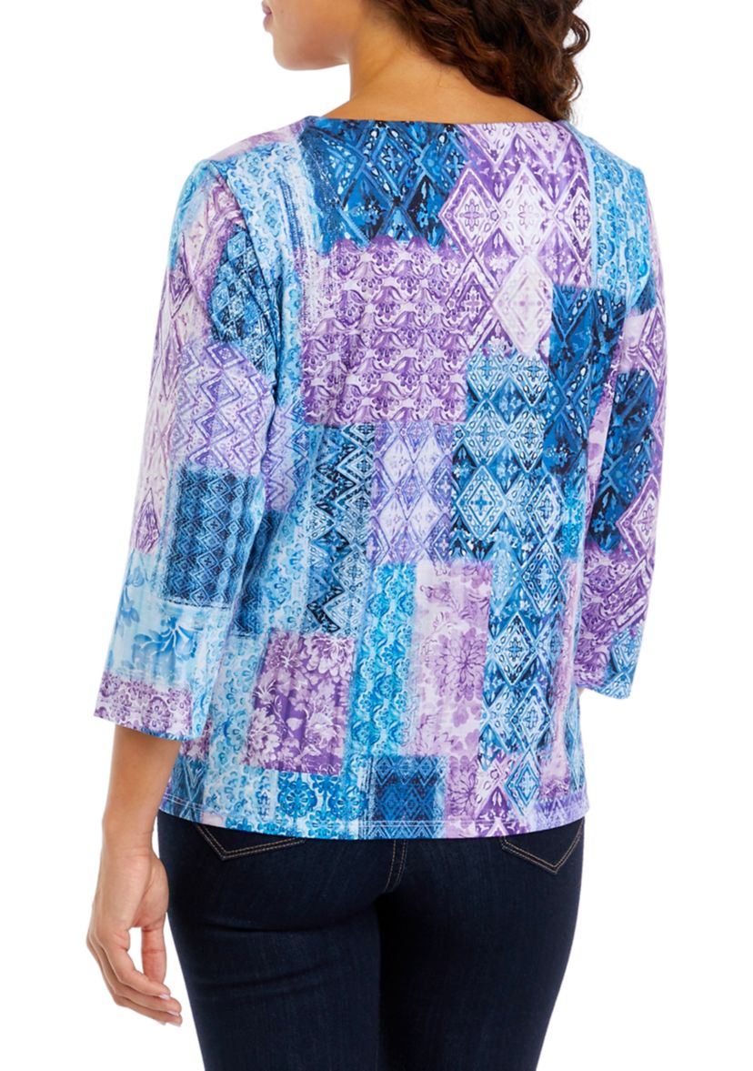 Petite Patchwork Knit Top