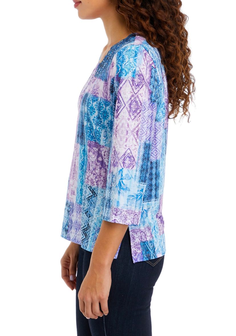 Petite Patchwork Knit Top