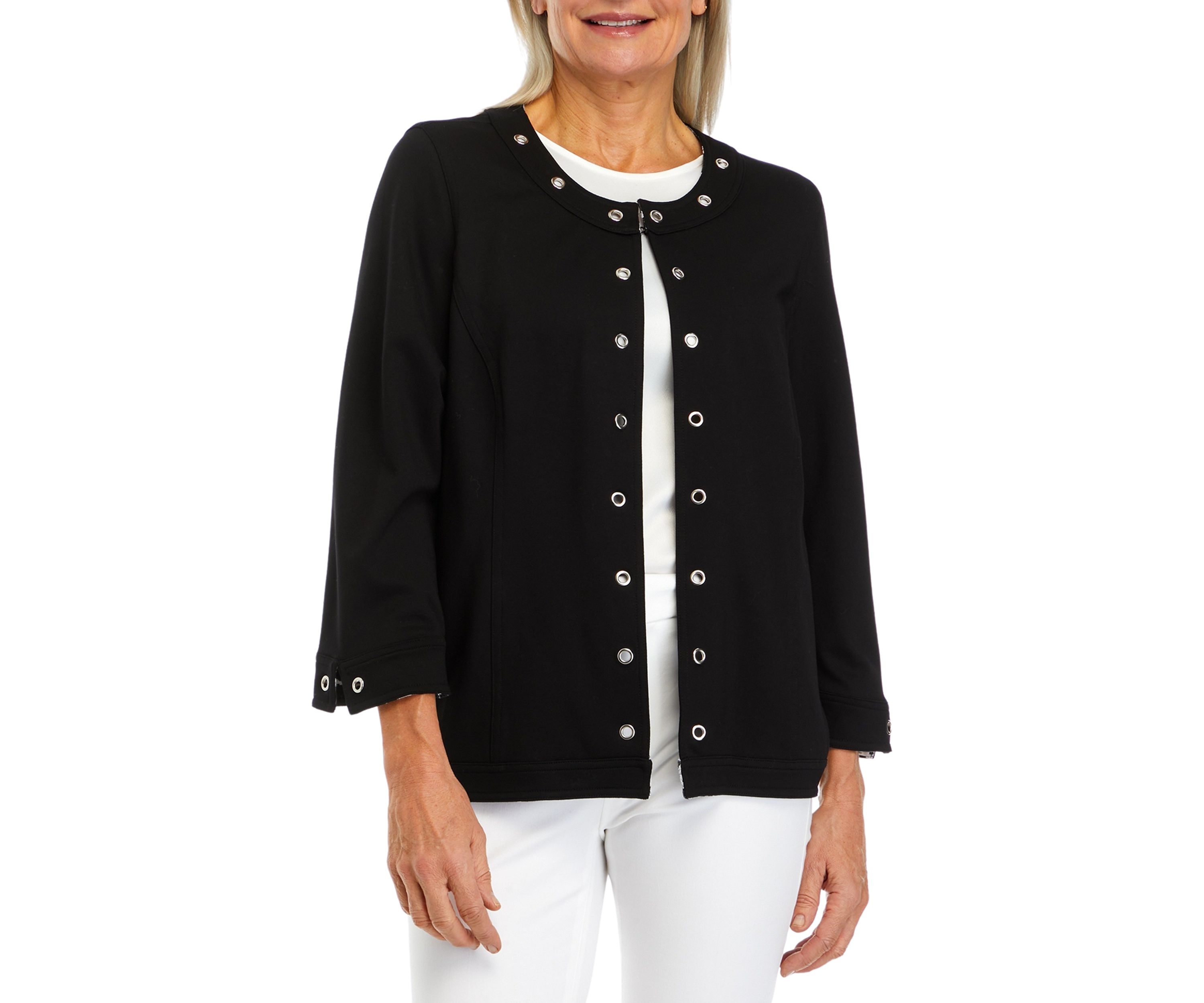 Womens Jacket with Grommet Trim 