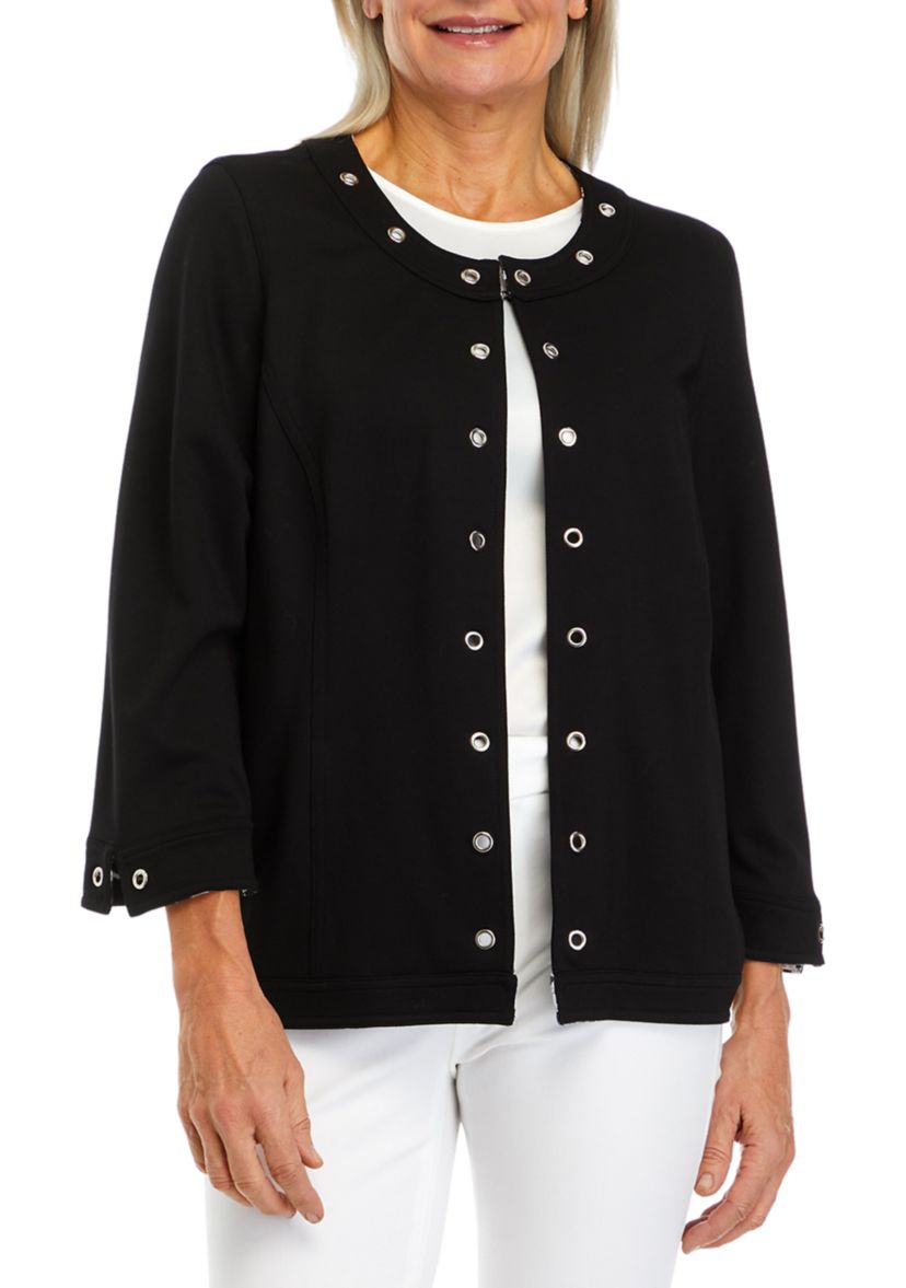 Womens Jacket with Grommet Trim 