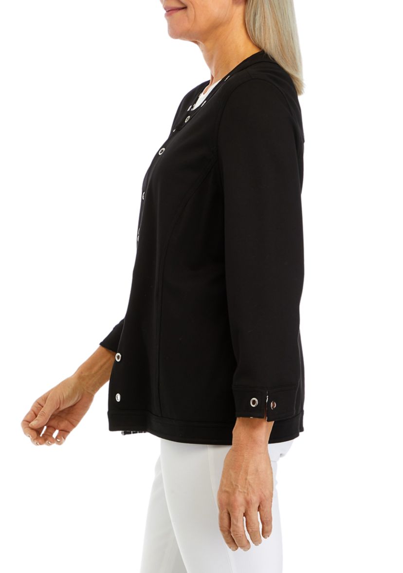 Womens Jacket with Grommet Trim 