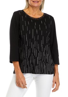 Alfred Dunner Women's Metallic Vertical Lines Top | belk