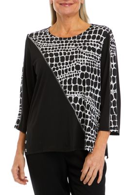 Women's Spliced Animal Printed Top