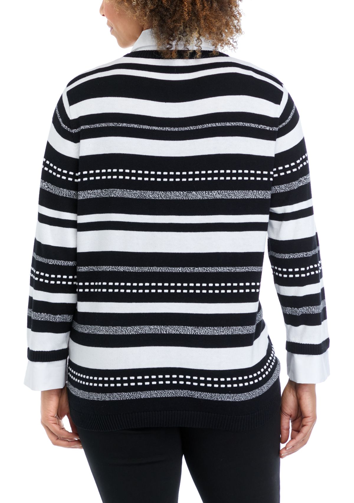 Womens Striped Woven Sweater 