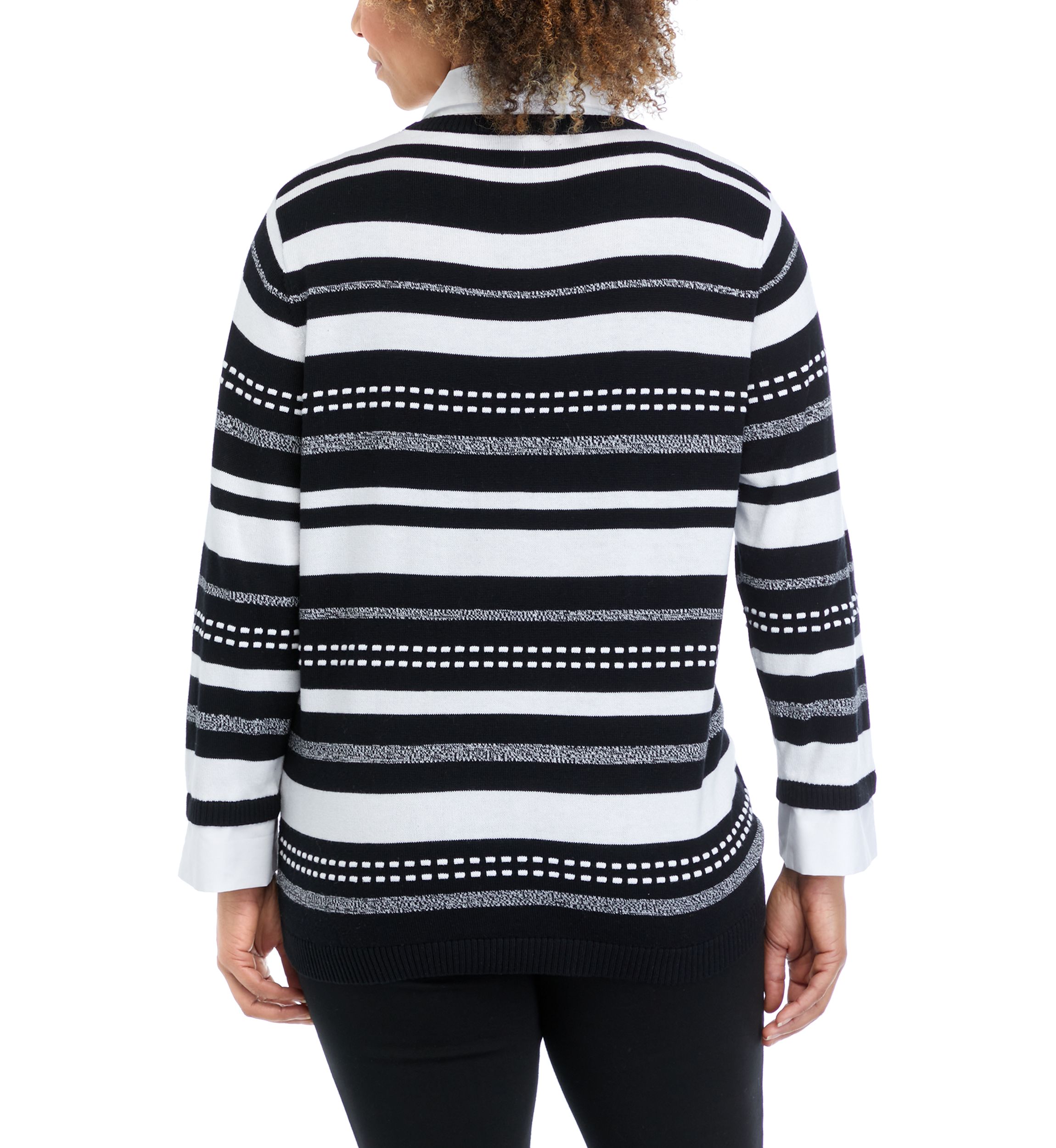 Womens Striped Woven Sweater 