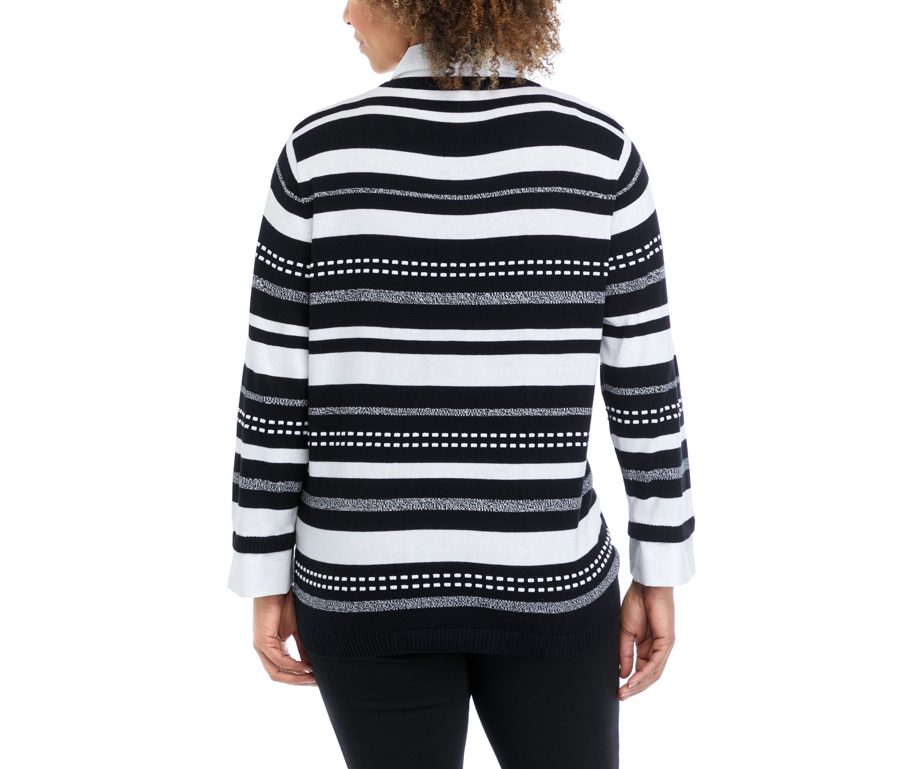 Womens Striped Woven Sweater 