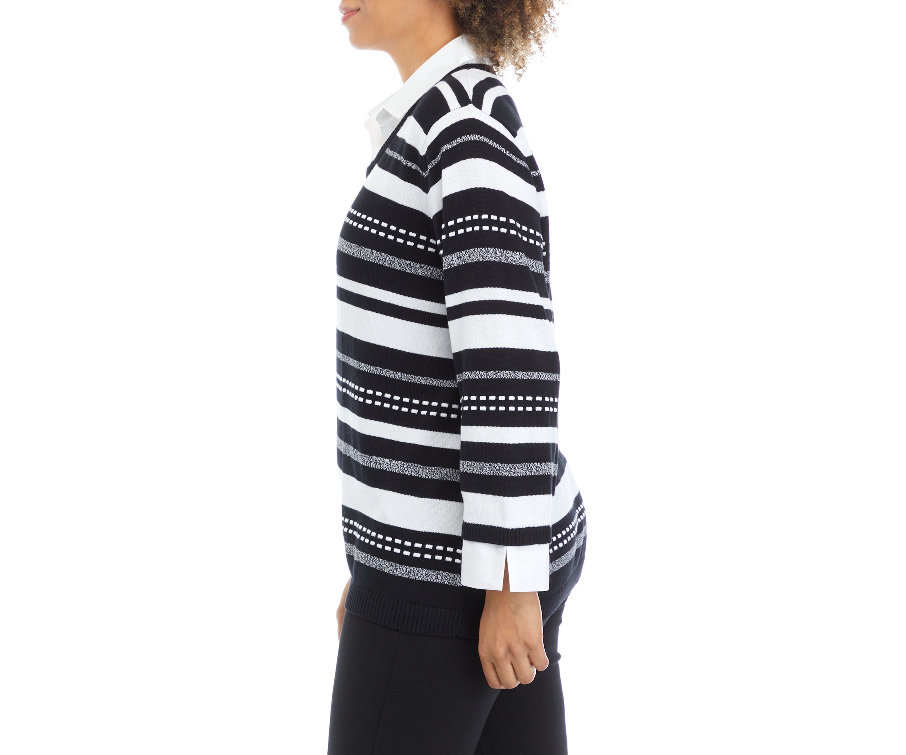 Womens Striped Woven Sweater 