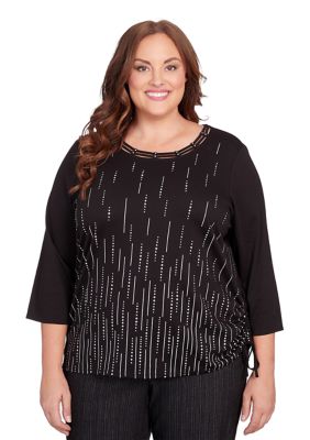 Alfred Dunner Plus Size Metallic Vertical Lines Top | belk